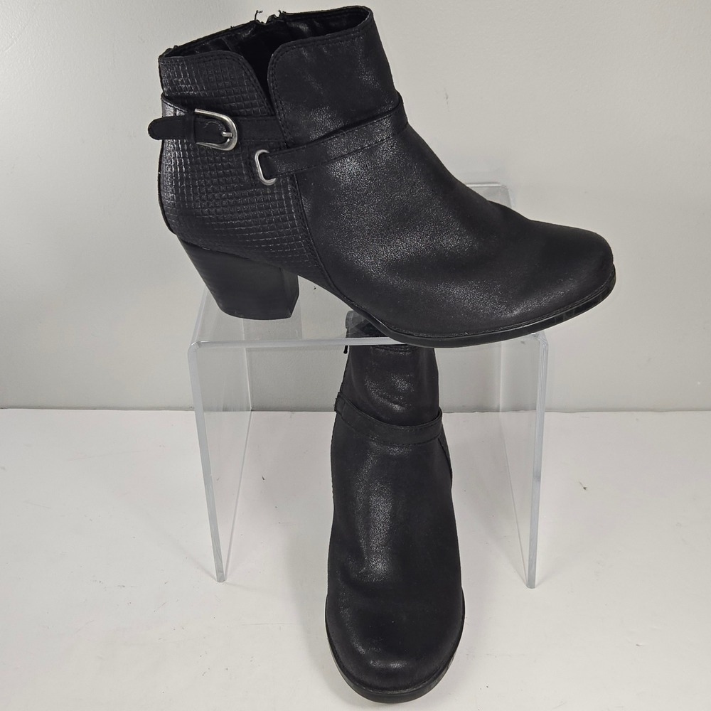 Baretraps Rylen Black Ankle Boots Buckle Block Heel Women 9.5M BT-F1710451-154
